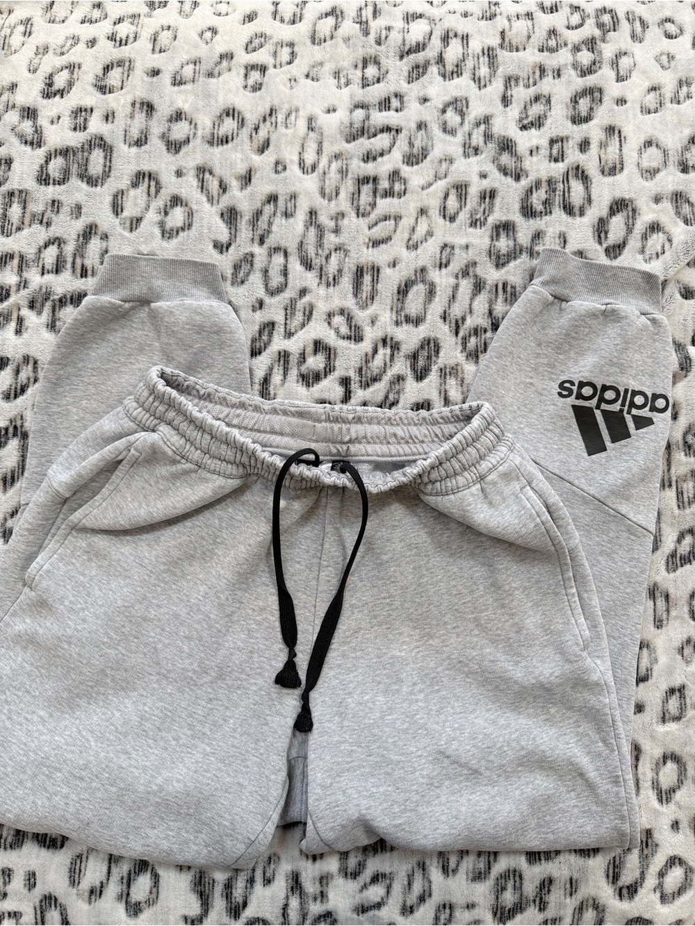 adidas Light Gray Sweat Joggers with Black Drawstring